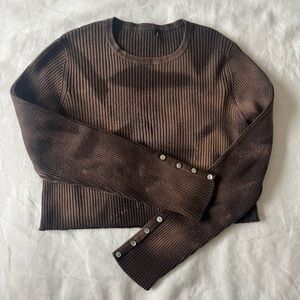 Unbranded | Brown Tie-dye Ribbed Cropped Sweater